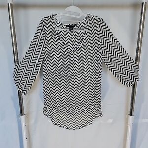 American Dream Black and White Zigzag Blouse
